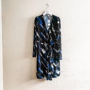 Brand New with Tags Michael Kors Blue Black Faux Wrap Dress XL